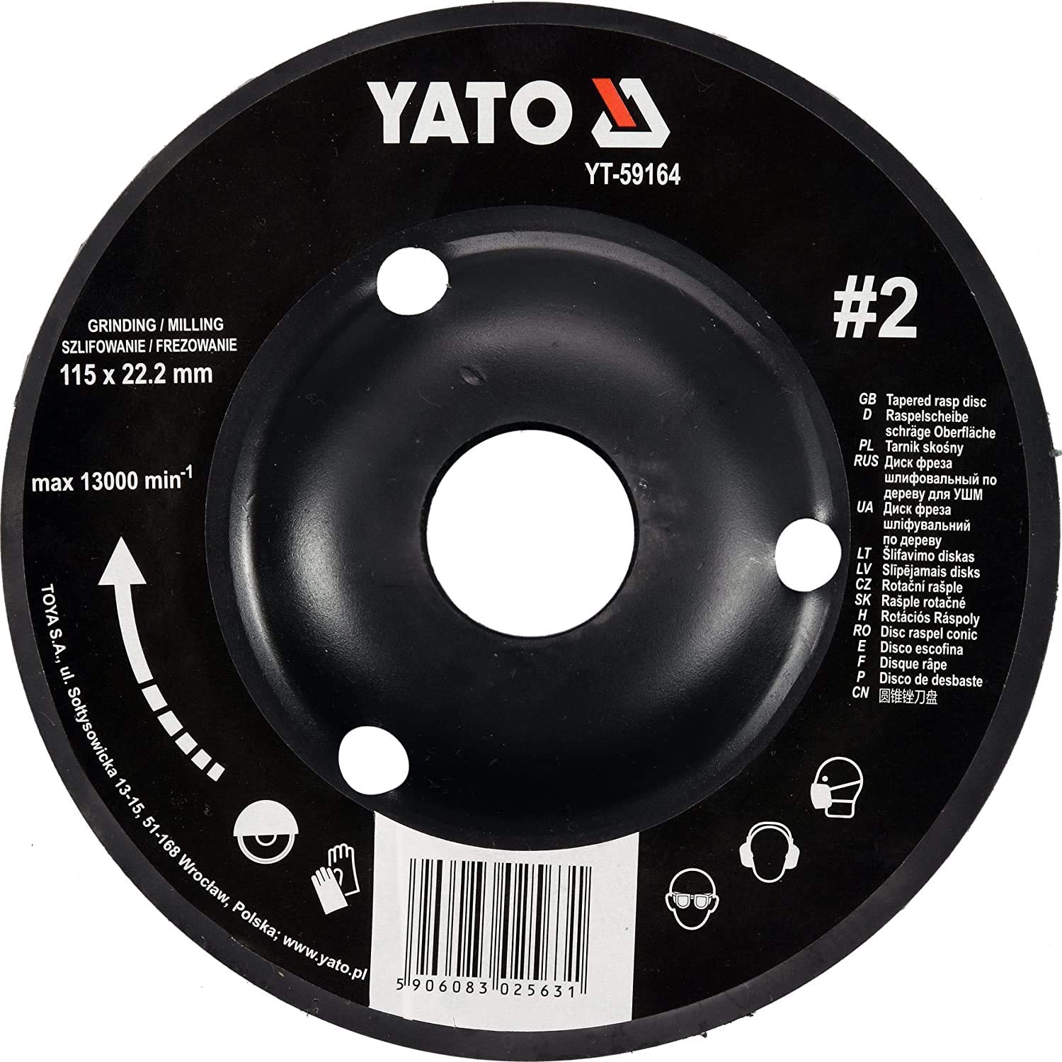 Yato YT Profi rasp disc for angle grinder, selection 115mm / 125mm grinding wheel, 2 obliquely