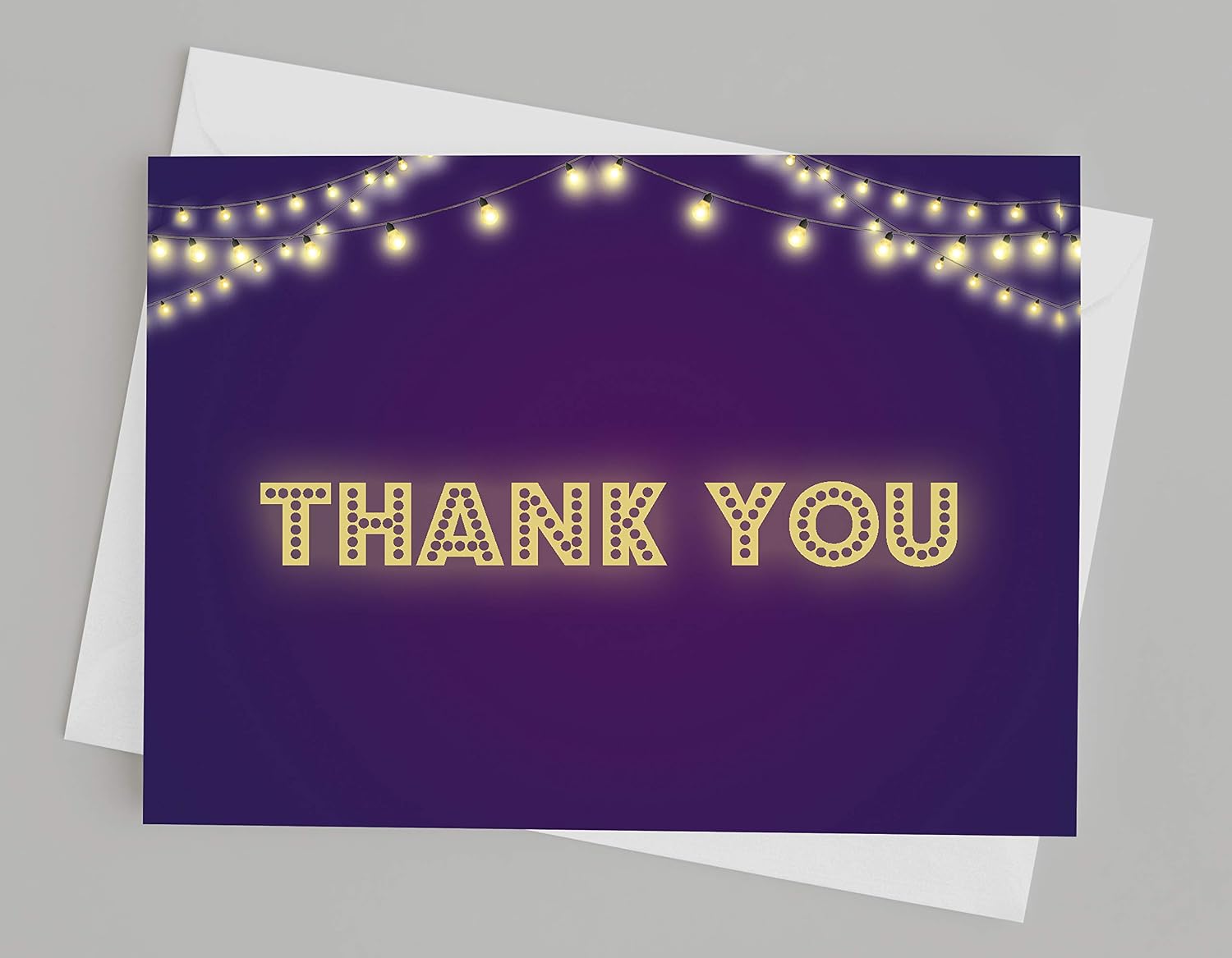 Darling Souvenir Purple Party Lights Thank You Card Wedding Thank You Card Greeting Cards With White Envelopes - 100 Pcs - Image 5