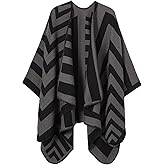 Yuuxhiz Women Warm Shawl Wrap Casual Ponchos Cape Cardigan Open Front Shawls for Fall Winter