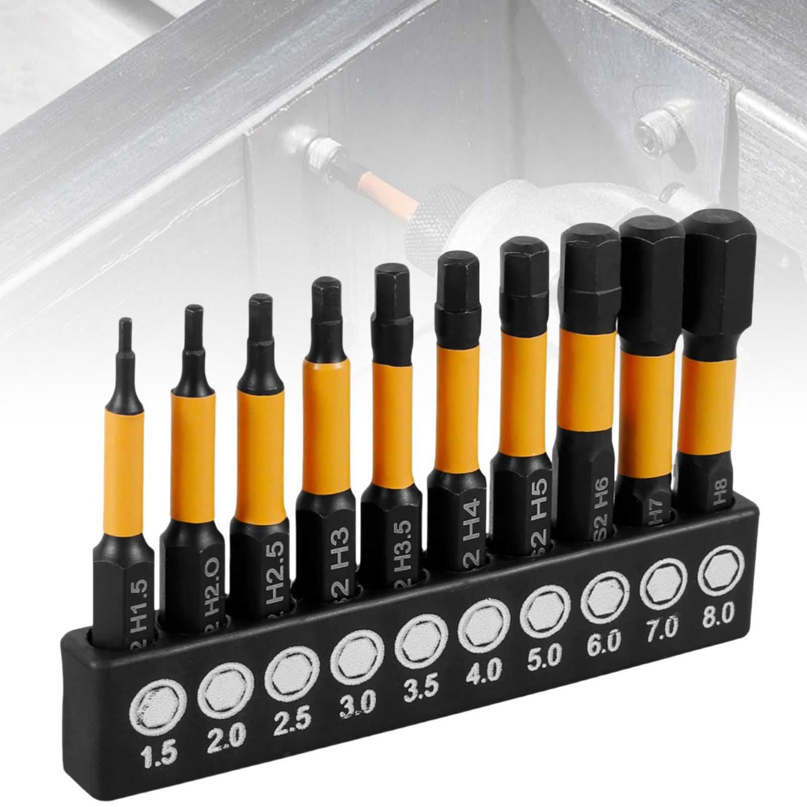 Impact Allen Hex Drill Bit Set, 10Pcs 1/4in Hex-Shank Allen Key Drill Bit(1.5-8mm), Allen Key Screwdriver CNC Machined Tips with Magnetism