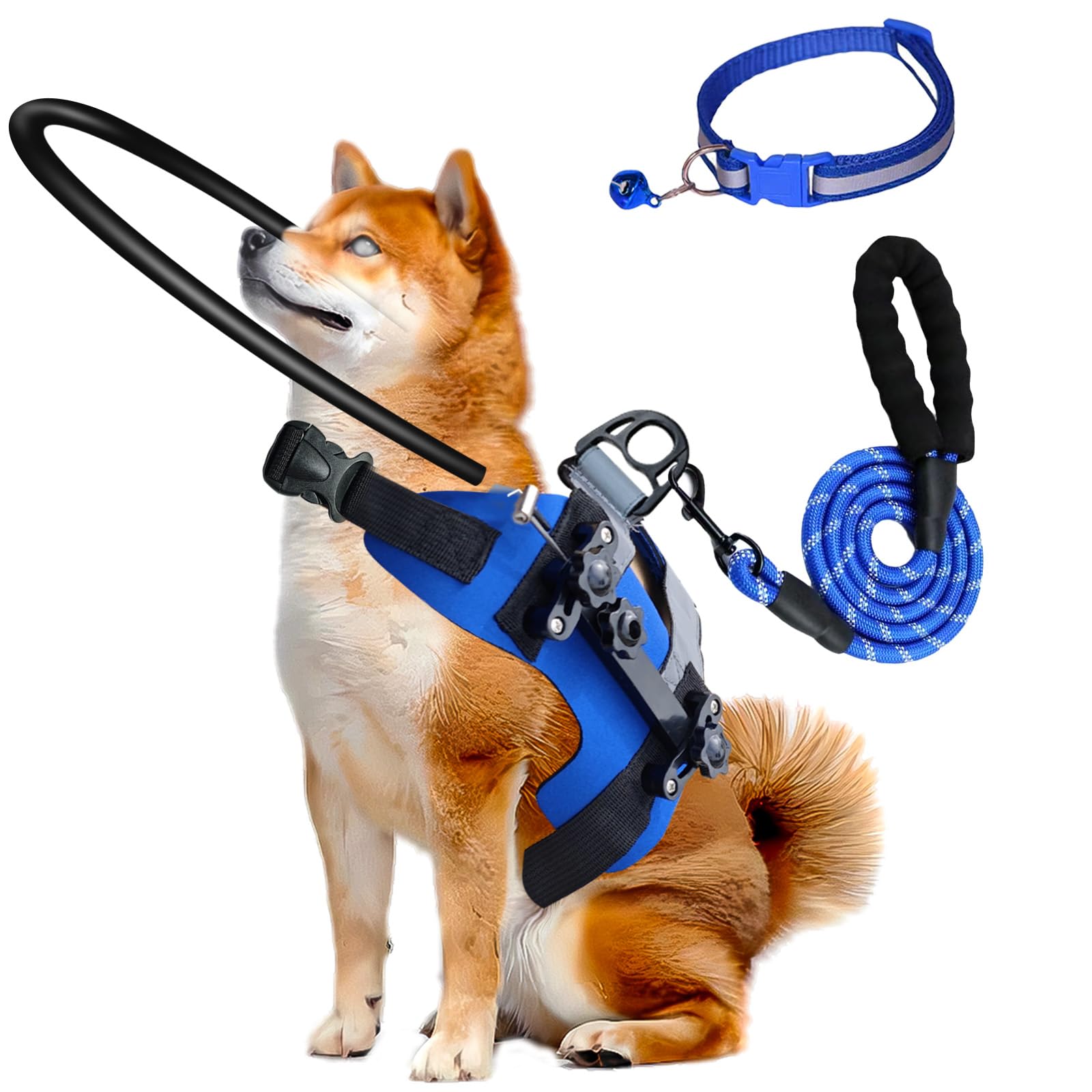 Photo 1 of Blind Dog Halo Harness,Adjustable Halo Dog Collar with 5 FT Dog Leash & Reflective Collar,Bumper Halo for Protective & Build Confidence,Blind Dogs Accessories (M:Recommand Weight 23-40 lbs)