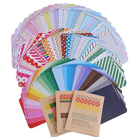 81 Blatt Masking Sticker Set Maskierung Aufkleber Labeling Craft Scrapbooking Deko Masking Tape für Tagebuch Geschenk Vintage
