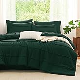CozyLux Full Size Comforter Sets Emerald Green, 7 Pieces Soft Pinch Pleat Bed in a Bag Full Comforter Set with Sheets, Bed Set with Down Alternative Comforter, Sheets, Pillowcases & Shams