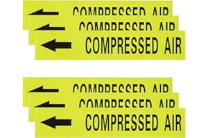 MECCANIXITY Self-Stick Compressed AIR Sticker Pipe Flow Arrow Marker 1-3/5 x 8 Inch Pipe Identification Marking Labels Left-P