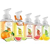 Foaming Hand Soap Pump - 5-PK - Moisturizing Hand Soap Foam with Aloe Vera & Essential Oils - Alcohol-Free Hand Wash in Citrus Blend, Lemon, Orange, Lime, Grapefruit Fragrances for Kitchen & Bathroom