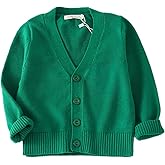 PTPUKE Unisex Boy' Girls' Cardigans Sweater V-Neck Long Sleeve Button Soild Cotton Knit Sweaters for 1-8 Years
