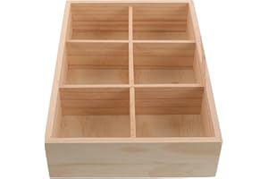 GALPADA Tea Bag Drawer Storage Box 6-Compartment Wooden Organizer for Kitchen Countertop Pantry Cabinet