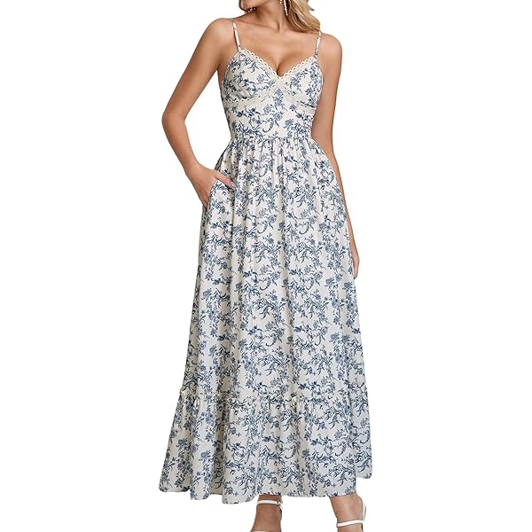 women's london times floral print sleeveless v-neck flowy maxi dress London Times Women's Dresses Square Neck Smocked Back Linen Blend  Flattering Versatile Spring Summer Garden Party Dress, Ivory/Birchwood, 4  at Amazon Women's Clothing store