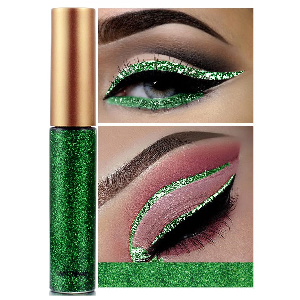 Glitter Liquid Eyeliner, OCHILIMA Long Lasting Waterproof Shimmer High Pigmented Silver Gold Metallic Colorful Eyeliners Glitter Makeup for Women