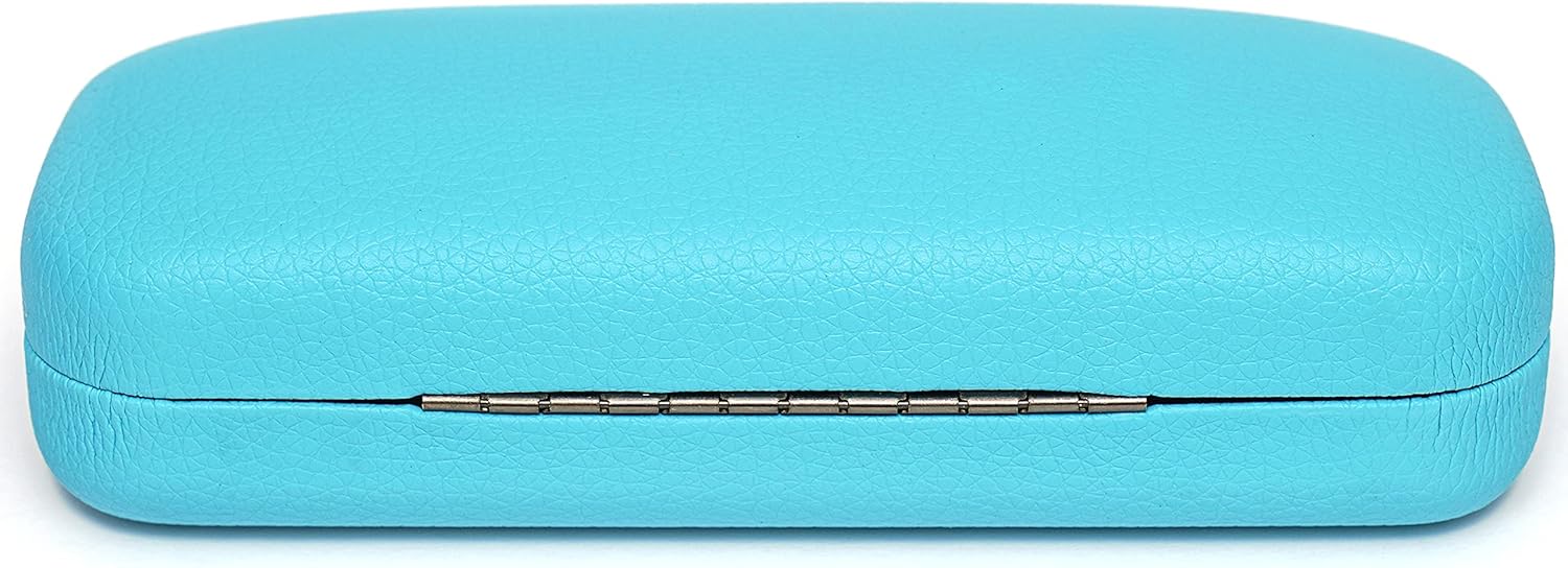 BLINKBAZAAR LARGE FAUX LEATHER EYEWEAR EYEGLASSES SUNGLASSES HARD CLAM SHELL CASE BLUE at  Women’s Clothing store
