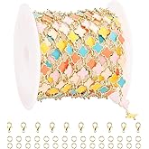 YOUBEIYEE 3 Meters Multicolored Enamel Jewelry Making Chains Oil Drip Four Leaf Clover Chains for Jewelry Making