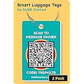 Smart Luggage Tags | Privacy QR Code Luggage Tag Keeps Personal info Private | Customizable Travel Suitcase Tags for Women Men | Use with GPS Bag Locator Tracking Tags, Air Tag for Android or iOS