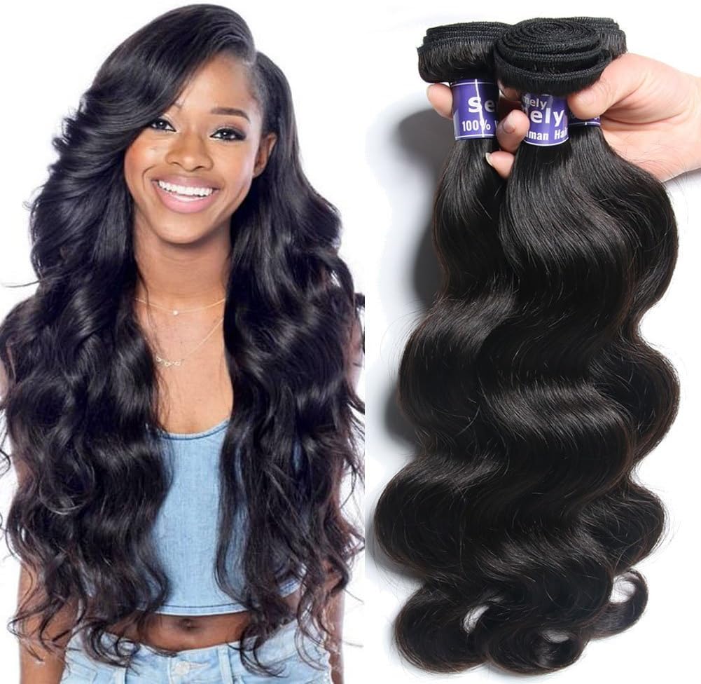Semmely 8A Brazilian Virgin Hair Body Wave 3 Bundles 10 12 14 inch 100% Unprocessed Human Hair Weave Wavy Natural Color 300g