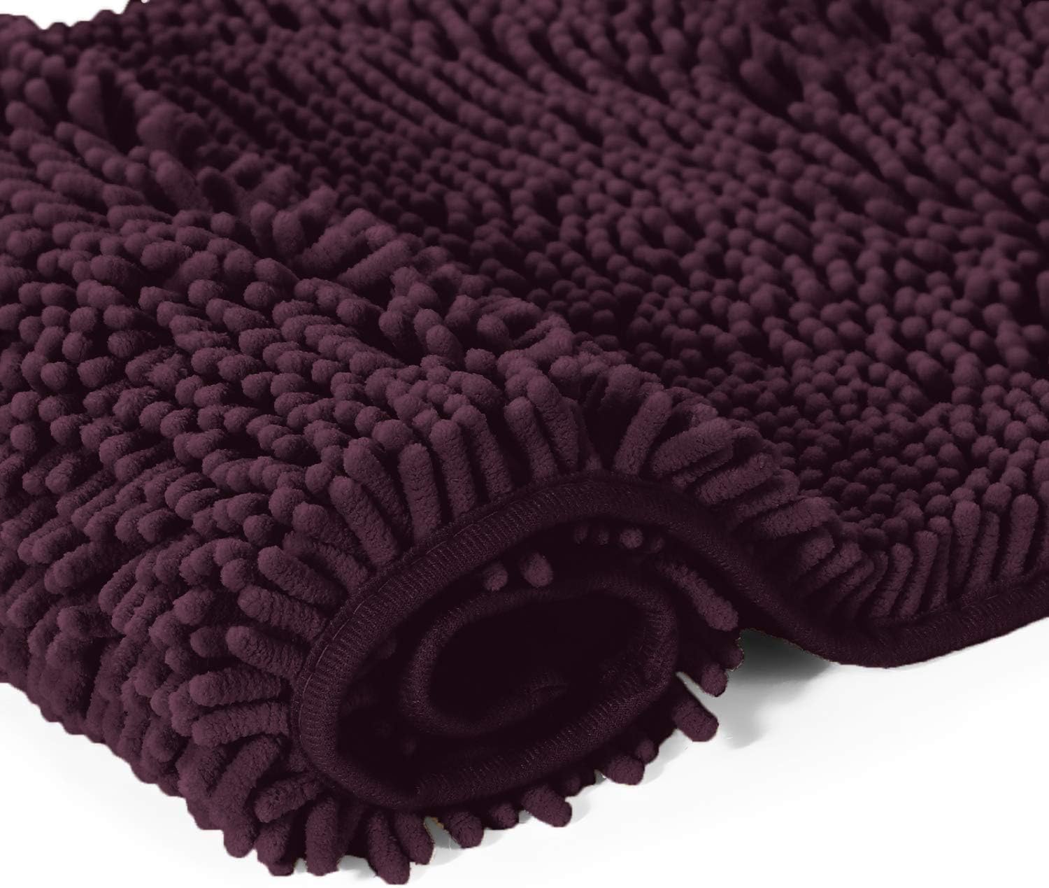 LuxUrux Bath Mat-Extra-Soft Plush Bath Shower Bathroom Rug,1'' Chenille Microfiber Material, Super Absorbent Shaggy Bath Rug. Machine Wash & Dry (15 x 23, White): Home & Kitchen