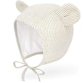 JELLYTREE Baby Bonnet Muslin Lined Bear Bunny Toddler Hat, 0M-36M | Soft breathable muslin-lined cotton baby bonnet. Cute bear and bunny ear hat with snug chin ties.