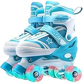 Kids Roller Skates for Boys Girls, 4 Size Adjustable Kids Rollerskates with Light Up Wheels Roller Skates for Boys Girls Ages 5-8 8-12