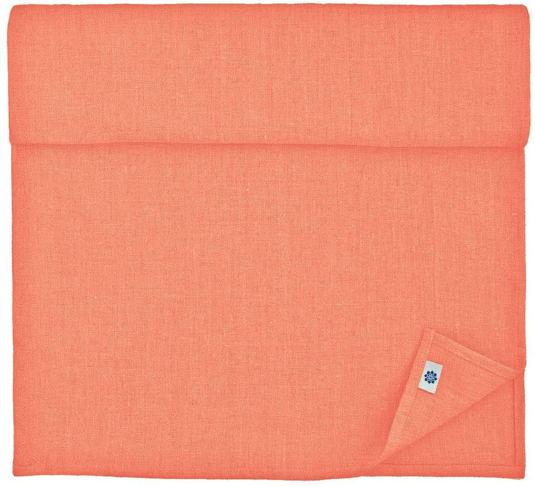 Linen & Cotton Table Runner Cloth Hygge in 100% Linen, Coral Roses (40 x 270 cm) Washable Rectangle Runner for Home Decoration Kitchen Dining Party Festival Brunch Christmas
