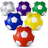 Jexine 6 Pcs Soccer Ball Bulk with Pump Official Size Indoor Outdoor Soft Soccer Sport Gift for Child Teen Adult Practice Game Back to School