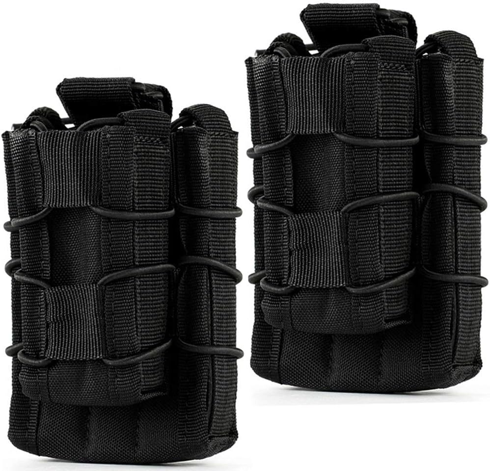 Double Mag Pouch, Hoanan Tactical Molle Magazine Pouch Open-Top Single Rifle Pistol Mag Pouch Cartridge Clip Pouch Hunting Bag