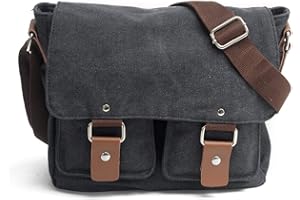 Peacechaos Compatible with/Replacement Vintage Waterproof Canvas Leather Trim DSLR SLR Shockproof Camera Shoulder Messenger B