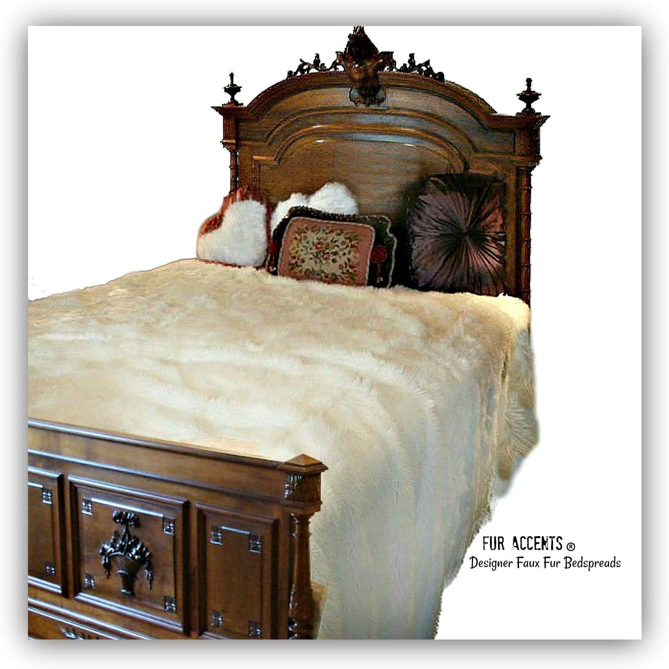 Premium Faux Fur King Size Bedspread/Throw Blanket/Luxury Soft White Bear Faux Fur /96" X 120" / Other Sizes, Colors Available/New