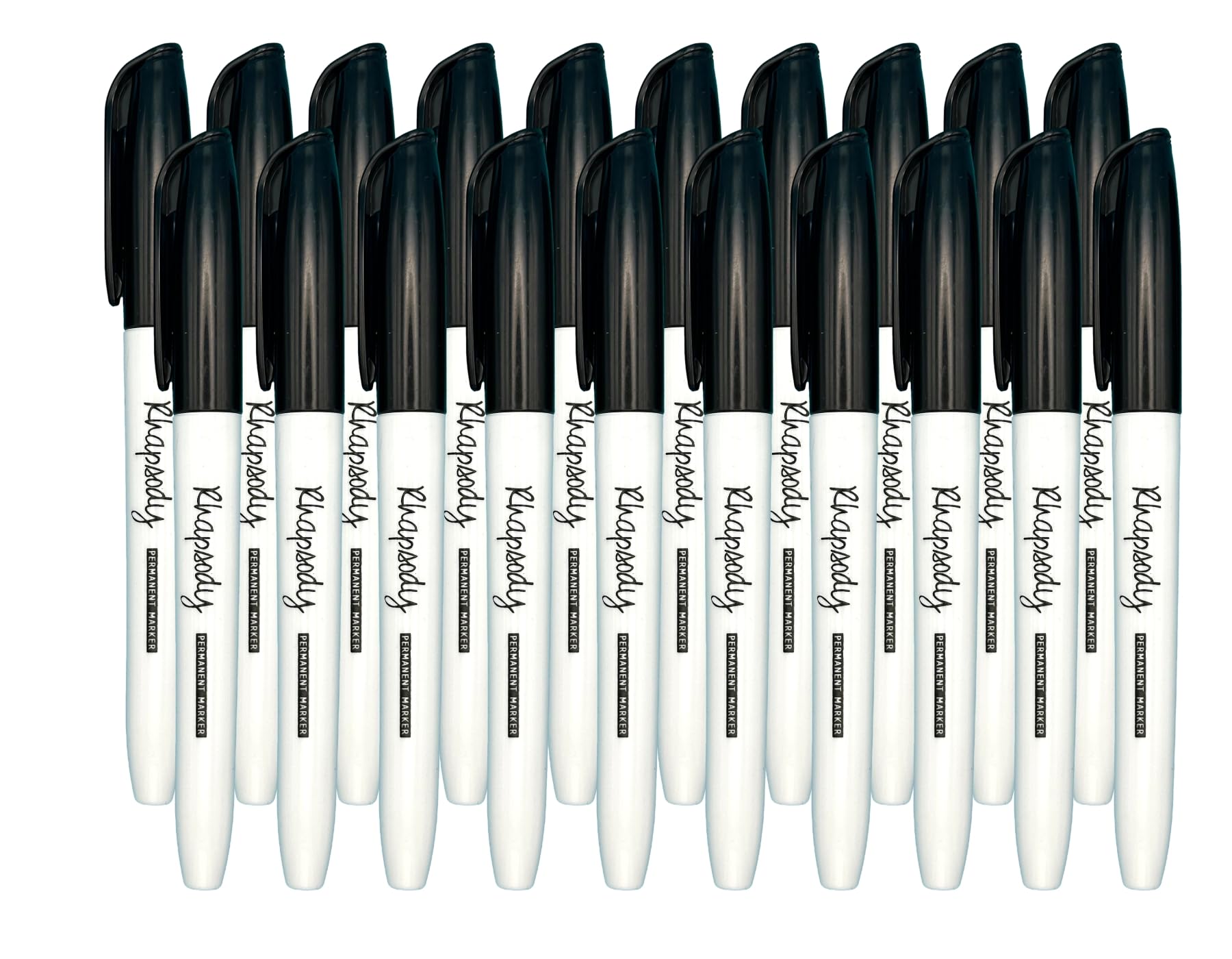 Rhapsody 20 x Permanent Markers Fine Point Black Ink (Fine Point Black Ink, 20)