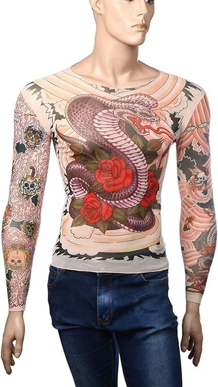 Amazon Co Jp イノベーション ファクトリー Innovation Factory タトゥースリーブ アームカバー サポーター Tattoo 刺青 入れ墨 全身 腕 おしゃれ 日本 和柄 スカル トライバル 日焼け止め リアル ロング Tシャツ コブラゴブリン 蛇鬼 スポーツ アウトドア