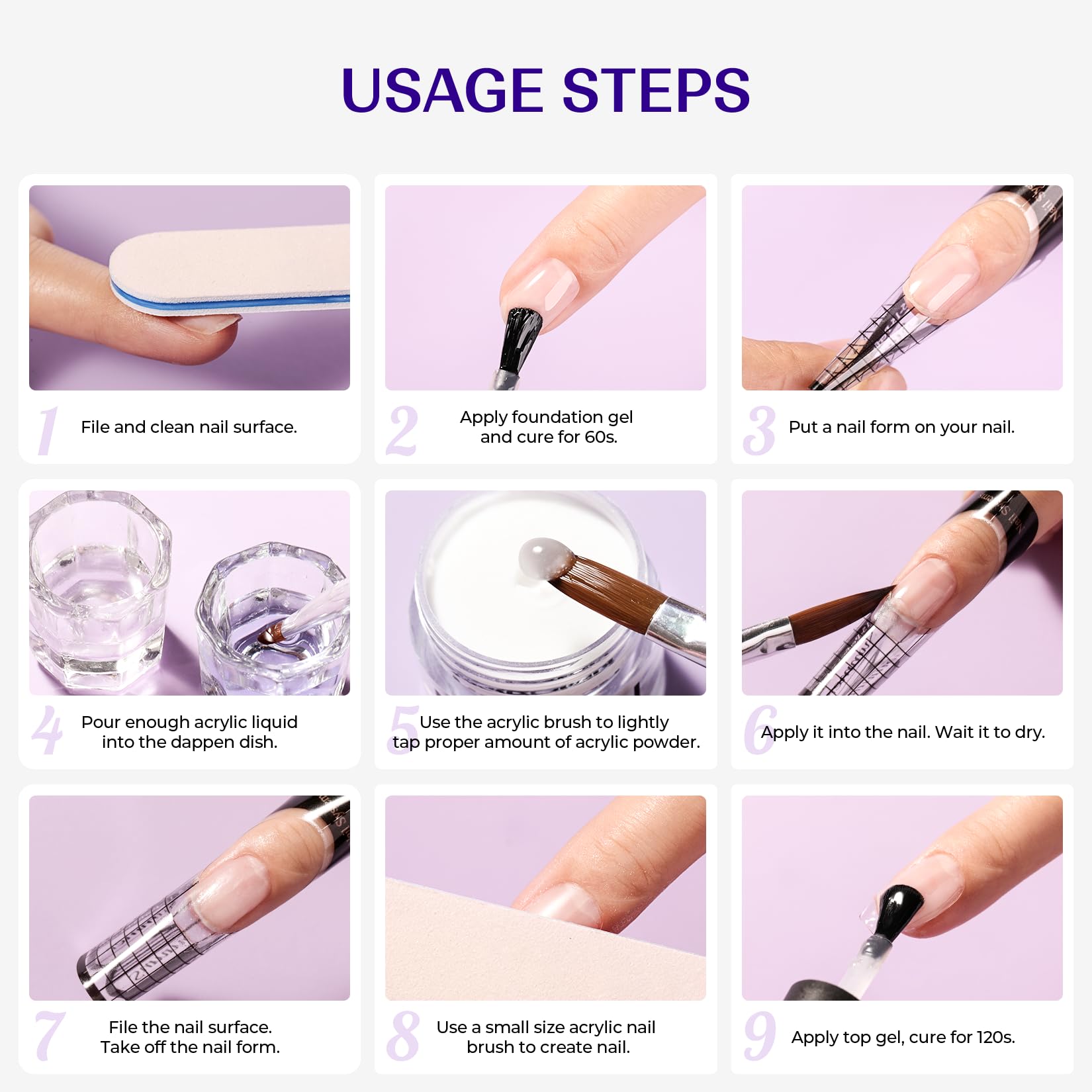 Acrylic Nail Kit for Beginners: Clear White Pink Acrylic Powder and Liquid Set Professional Nails Kit Acrylic Set with Acrylic Nail Brushes for Home DIY - Image 7