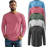 August Alley 5 Pack Men's Big and Tall Long Sleeve Shirts Crewneck Tops L-7xl Hipster Hip Hop Longline T-Shirts Multipack