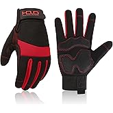 HANDLANDY Hi-vis Reflective Work Gloves, Anti Vibration Safety Gloves, Touch Screen, Orange Flexible Spandex Back