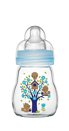 MAM 67037411 - Feel Good Glass Bottle 170 ml, Glasflasche, für Jungen