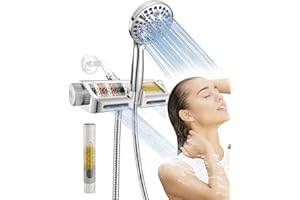 MakeFit Filtered Shower Head with Handheld Combo - Dual 2-in-1 Spa System with Massage Shower and 10 Modes Hand Held Shower High Pressure with Built in Power Wash Mode (Chrome)