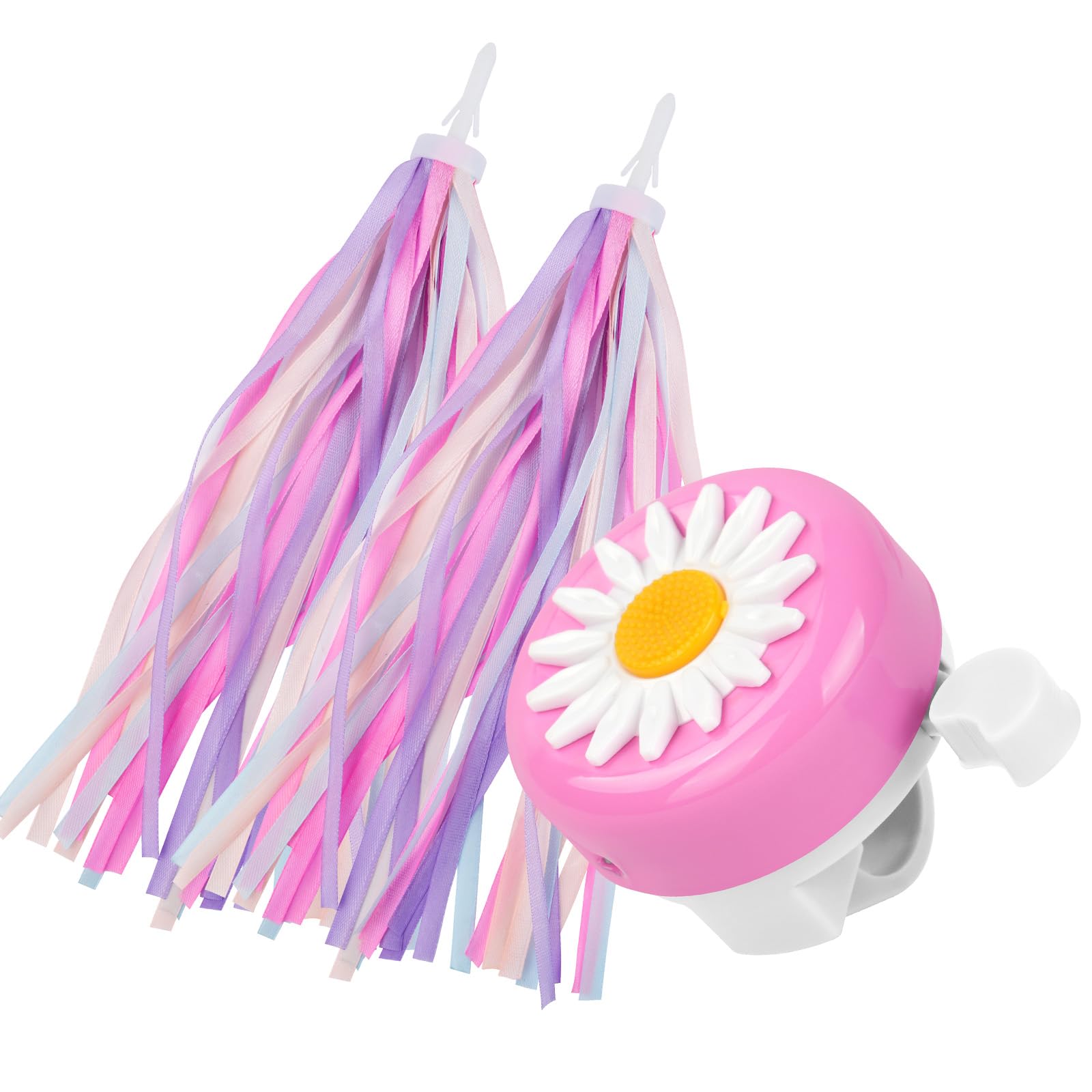 Flintronic Kids Bicycle Bell with Loud Crisp Clear Sound, Aluminum Warning Bell for Scooters & Tricycles, Flower Design with Colorful Streamers