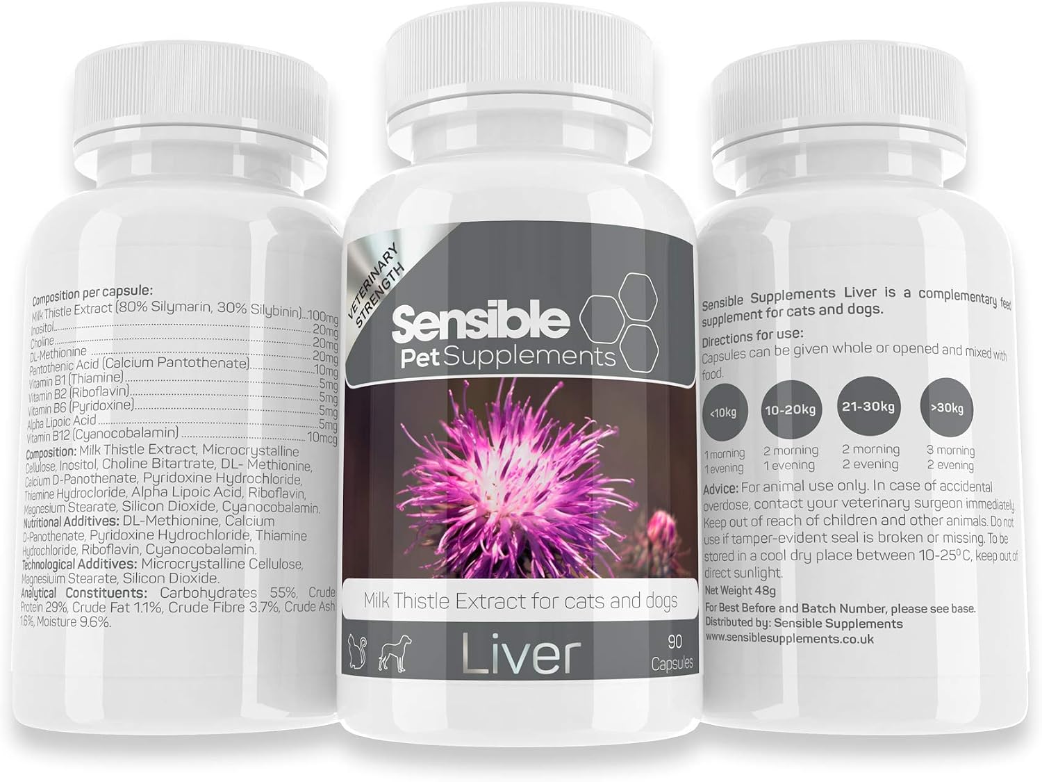 Sensible Pet Supplements 'Liver'. Supplement for dogs and cats supporting liver function. Contains Milk Thistle Extract. 90 sprinkle capsules - Image 3