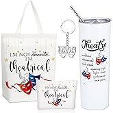 Yeyeplum 4 Pcs Theatre Gift for Women Includes Musical Comedy Mask Canvas Bag Makeup Bag Keychain 20 oz Tumbler with Lid and Straw Musical Theater Themed Teacher Appreciation Gift for Teacher Lovers