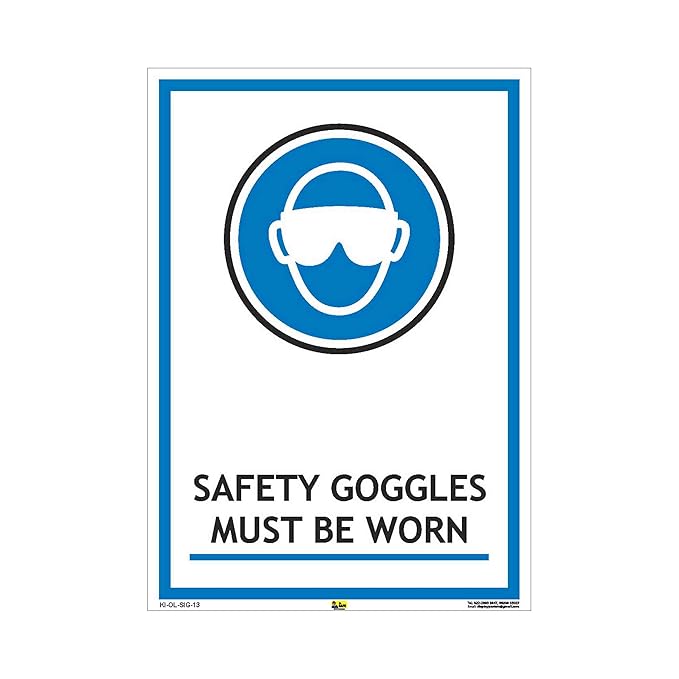 Mr. Safe SAFETY GOGGLES MUST BE WORN Sign Sunboard A3 Amazon.in