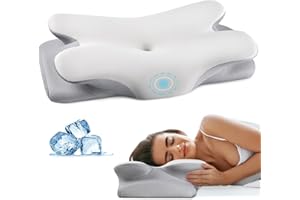 HOBEST Cervical Neck Pillow for Pain Relief - Contour Memory Foam Pillows with Cooling Pillowcase, Neck Support Pillows for Sleeping, Ergonomic Orthopedic Pillow for Side, Back, Stomach Sleepers