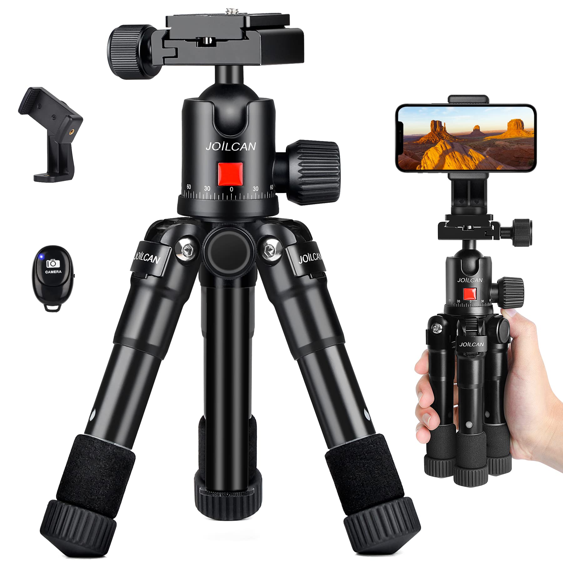 Photo 1 of JOILCAN Mini Tripod for Camera, 21" Aluminum Desktop Tripod with 360° Ball Head, Portable Travel Tripods for DSLR Phone Projector, Load up to 15lb