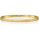 IceCarats 14K Yellow Gold Hexagonal Flexible Bangle Bracelet, 7.5 inch | Diamond Cut, Solid