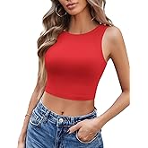 Avidlove Crop Tops for Women Crew Neck Basic Tank Sexy Double Lined Seamless Crop Going Out Summer Tops