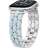 Wearlizer Metal Band Compatible with Apple Watch Bands for Women 40/38/41/42/44/45/46/49mm, Enamel Stainless Steel Strap for iWatch Series 11-1 SE/Ultra