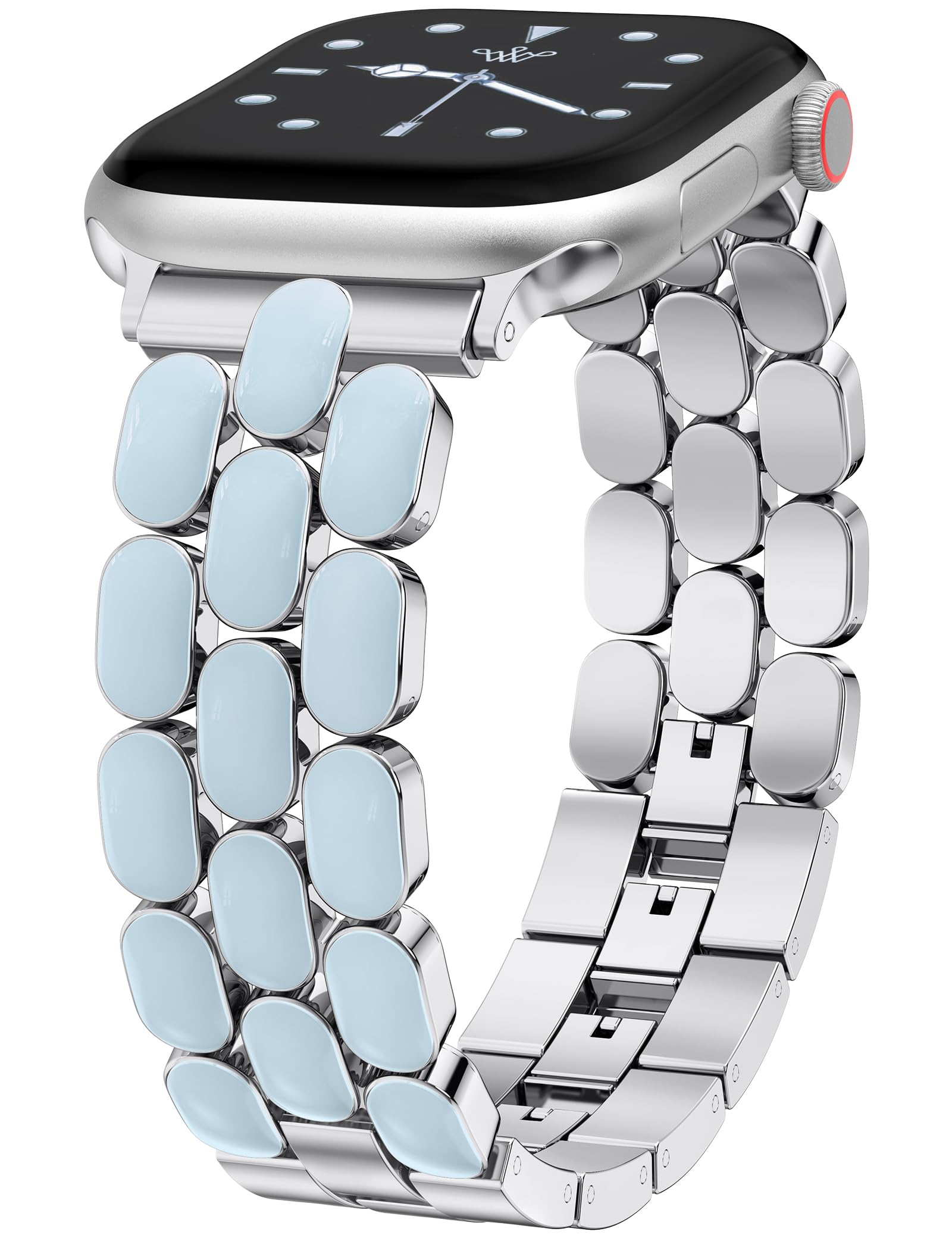 Wearlizer Metal Bracelet Compatible with Apple Watch Bands for Women 44/45/46/49/42mm, Gold Dressy Jewelry Enamel Silver Stainless Steel Strap for iWatch Band Ultra SE Series 11/10/9/8/7/6/5/4/3/2/1