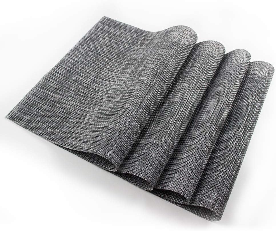 EXCO Placemats Linen Fabric Table Mats Washable 12 x 18 Inch Set of 4 (Dark Grey) Amazon.co.uk