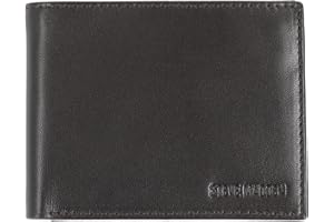 Steve Madden Men's Slim Leather Wallet with Extra Capacity Attached Flip Pockets