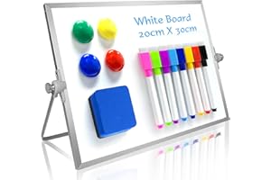 OWill Dry Erase White Board, 8” X 12” Small Whiteboard with Stand, Mini Whiteboard A4 Magnetic Desktop Board & Portable Double-Sided White Board Easel for Kids Drawing in School & Home