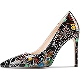 Saekcted Womens Stiletto High Heel Pointed Toe Pumps Slip-on Party Basic Classic Patent Leather 3.9 Inches Heels