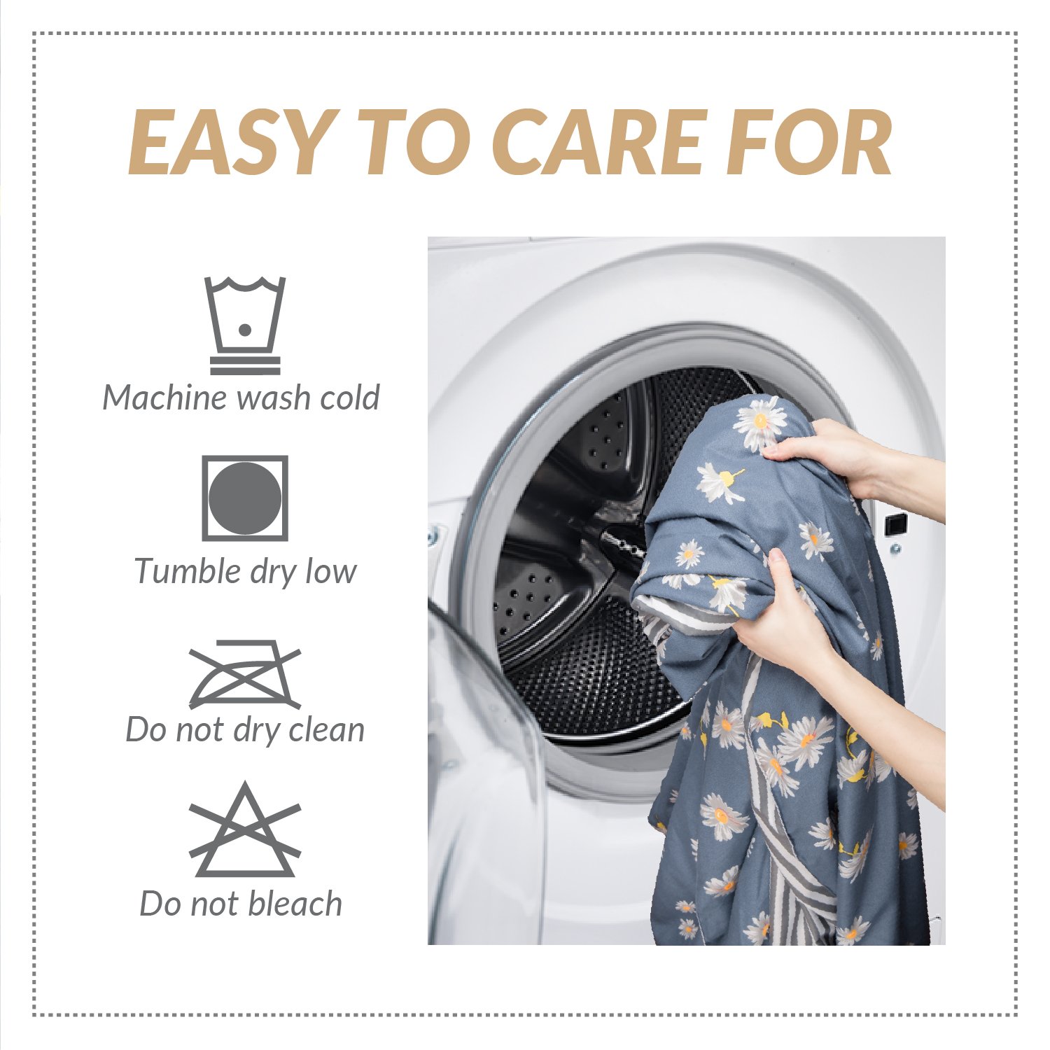 Duvet Cover Set with Zipper Closure-Navy Daisy Pattern Reversible Design,King(104\