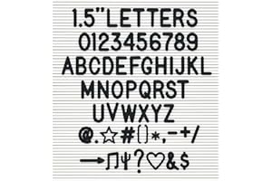 Veskaoty 1.5 Inch Letters for Felt Letter Boards,186 Pieces Including Big Letters, Numbers & Symbols for Changeable Plastic Letter Boards, Only Letters (Black)
