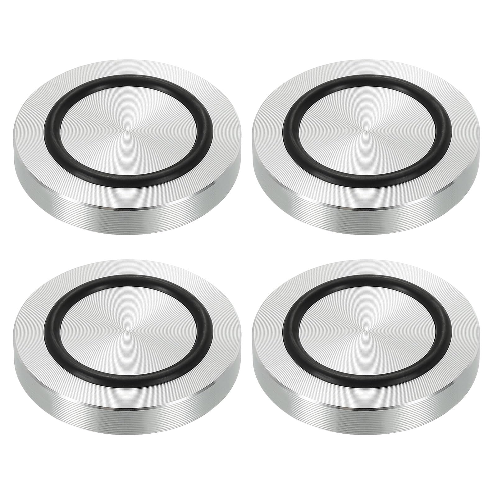 PATIKIL M8 Thread 50mm / 2" Dia 8mm Thick Aluminum Circle Disc Glass Top Adapter 4pcs Round Solid Table Feet Pad Plate Hardware with Anti-Slip Rubber Ring