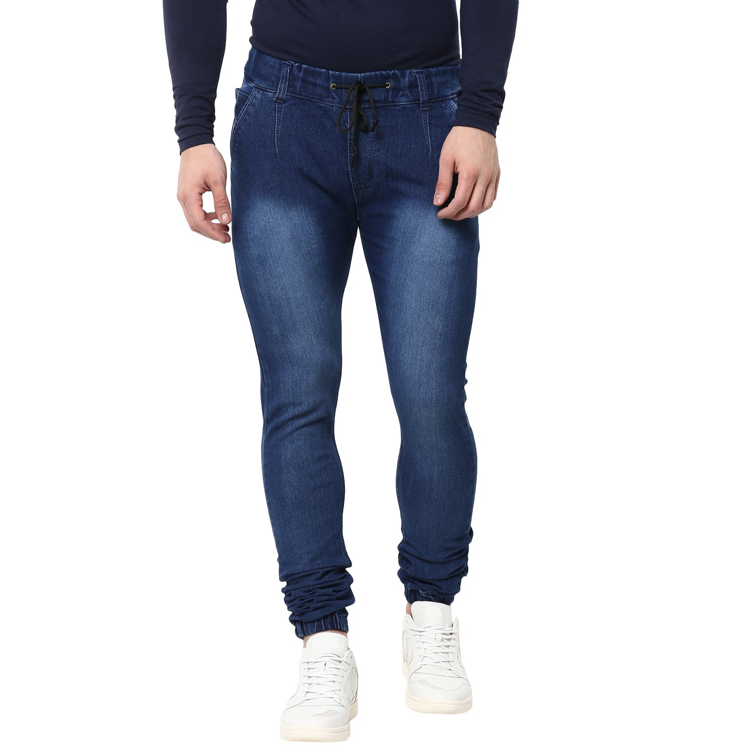 urbano fashion men's slim fit blue stretch jogger jeans